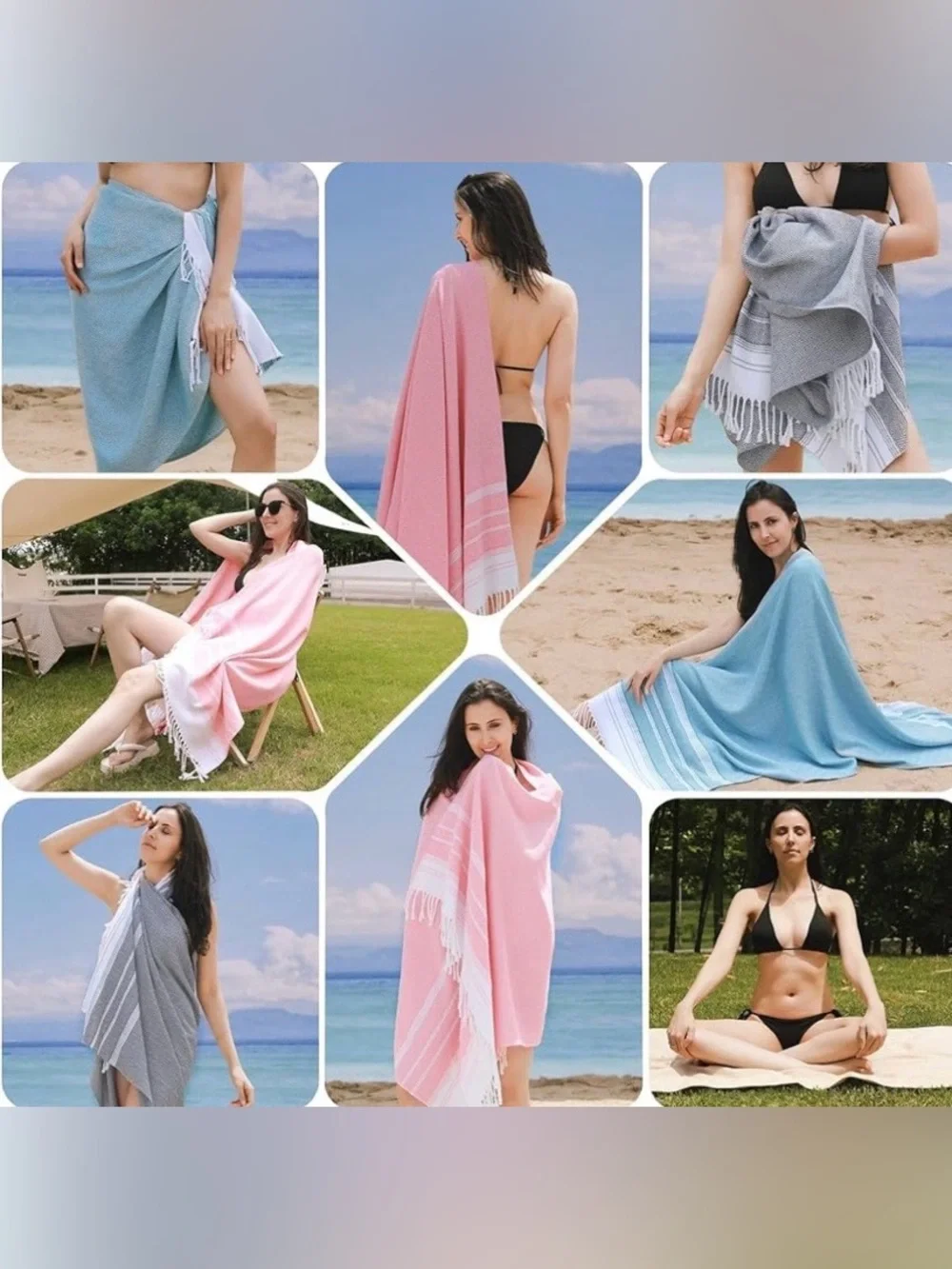 NEW, Turkish Beach Genovega Towel Quick Dry Sand Free Oversized Bath Swim Green